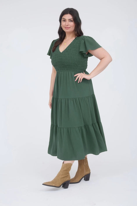Flutter Sleeve Midi Dress