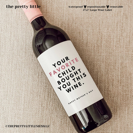 Mother's Day Wine Label Large Label 4"x5"
