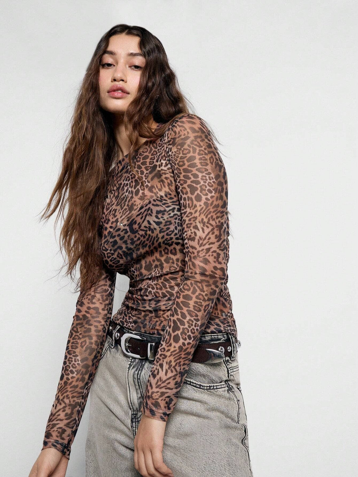 Leopard Mesh Top