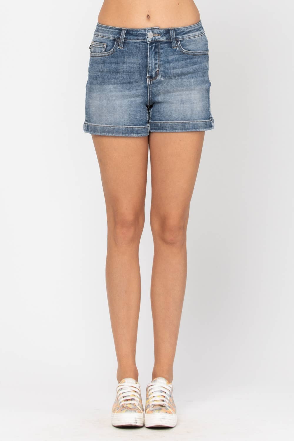 Judy Blue Mid-Rise Hem Cuffed Shorts