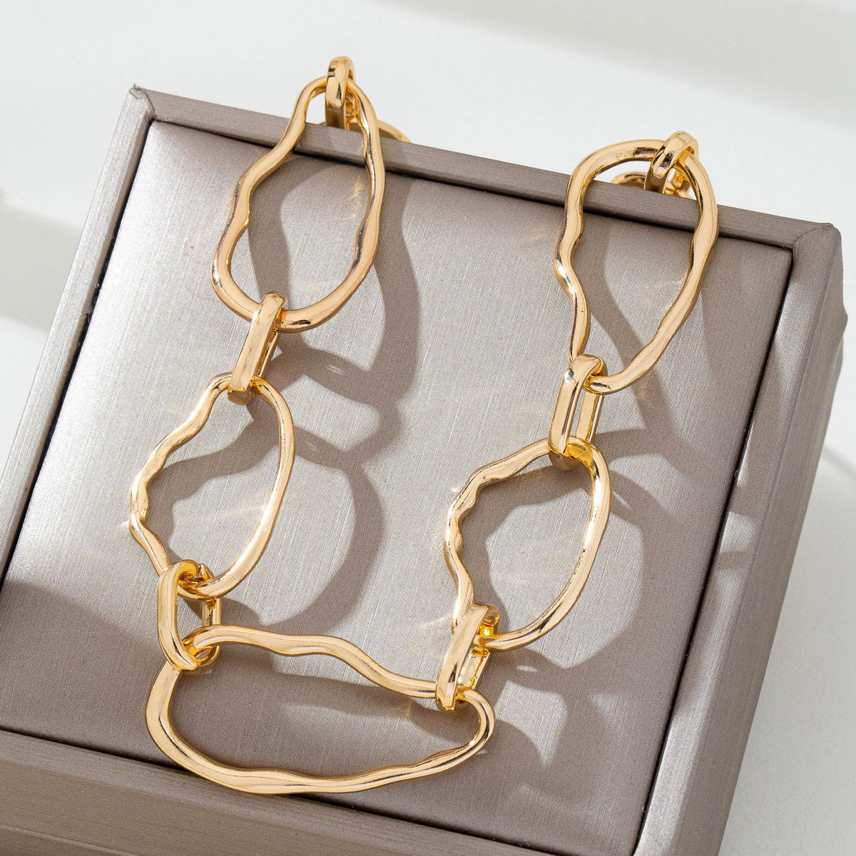 Artisanal Hammered Organic Link Necklace