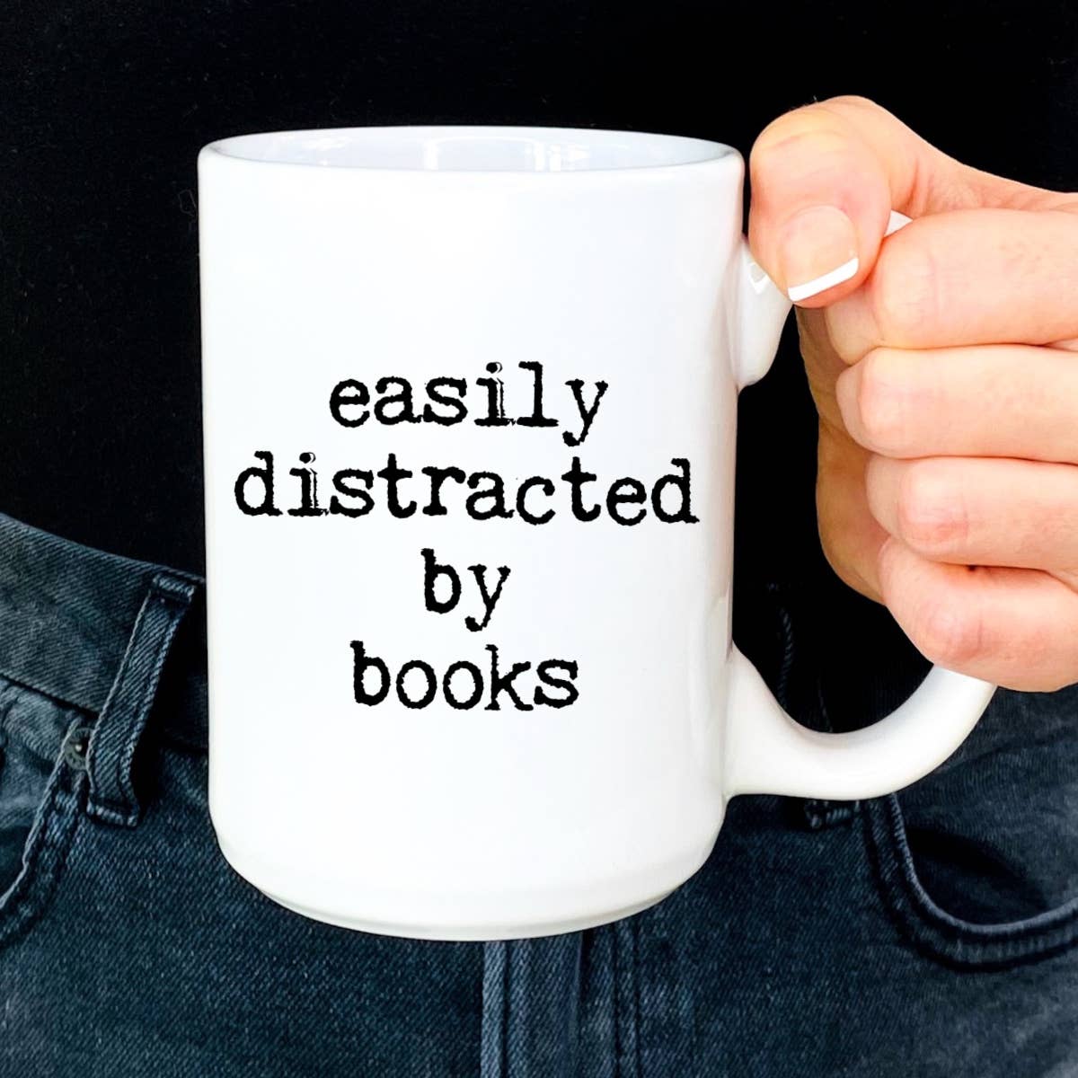 Easily distracted by books, book lover, book mug, bookish